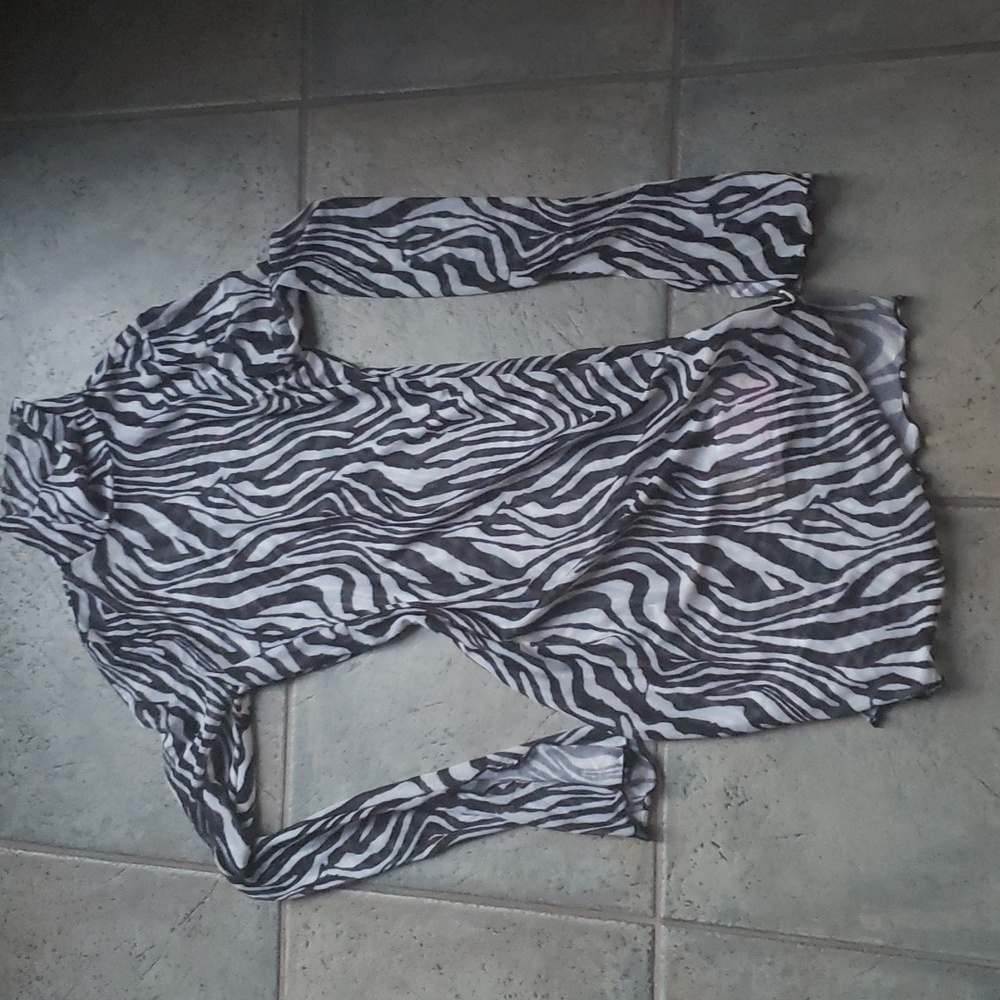 Shear body con zebra hi neck dress. Nwt